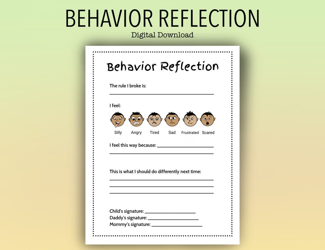 Kids Printable Behavior Reflection Think Sheet Instant Download Etsy UK Kids Printable Behavior Reflection Think Sheet Instant Download Etsy UK