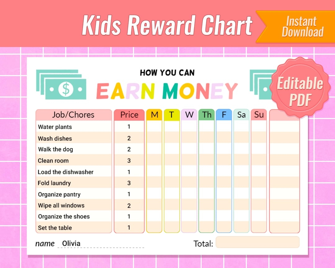 Kids Reward Chart Kids Money Chore Chart Printable Chore Chart For Kids Money Reward Chart Responsibility Chart Editable Chore Chart Etsy Kids Reward Chart Kids Money Chore Chart Printable Chore Chart For Kids Money Reward Chart Responsibility Chart Editable Chore Chart Etsy