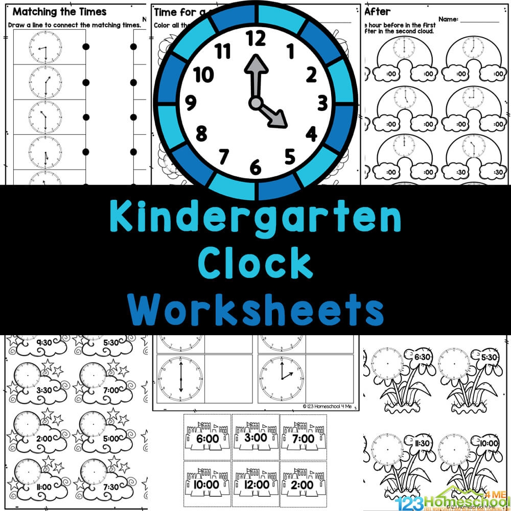 Kindergarten Telling Time Clock Worksheets
