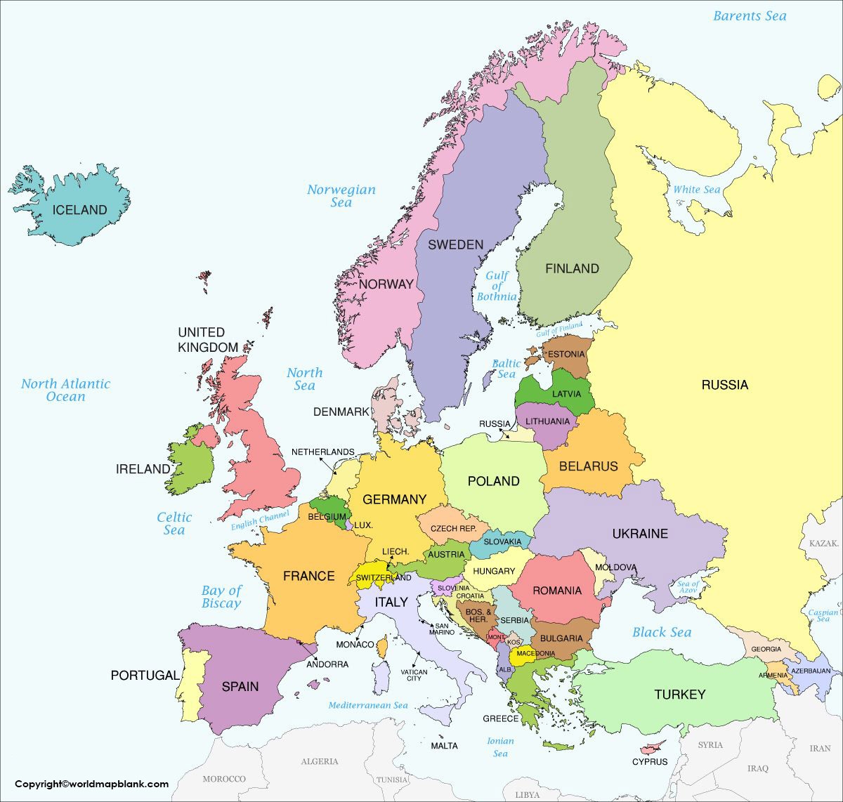 Labeled Map Of Europe Europe Map With Countries PDF World Map Blank
