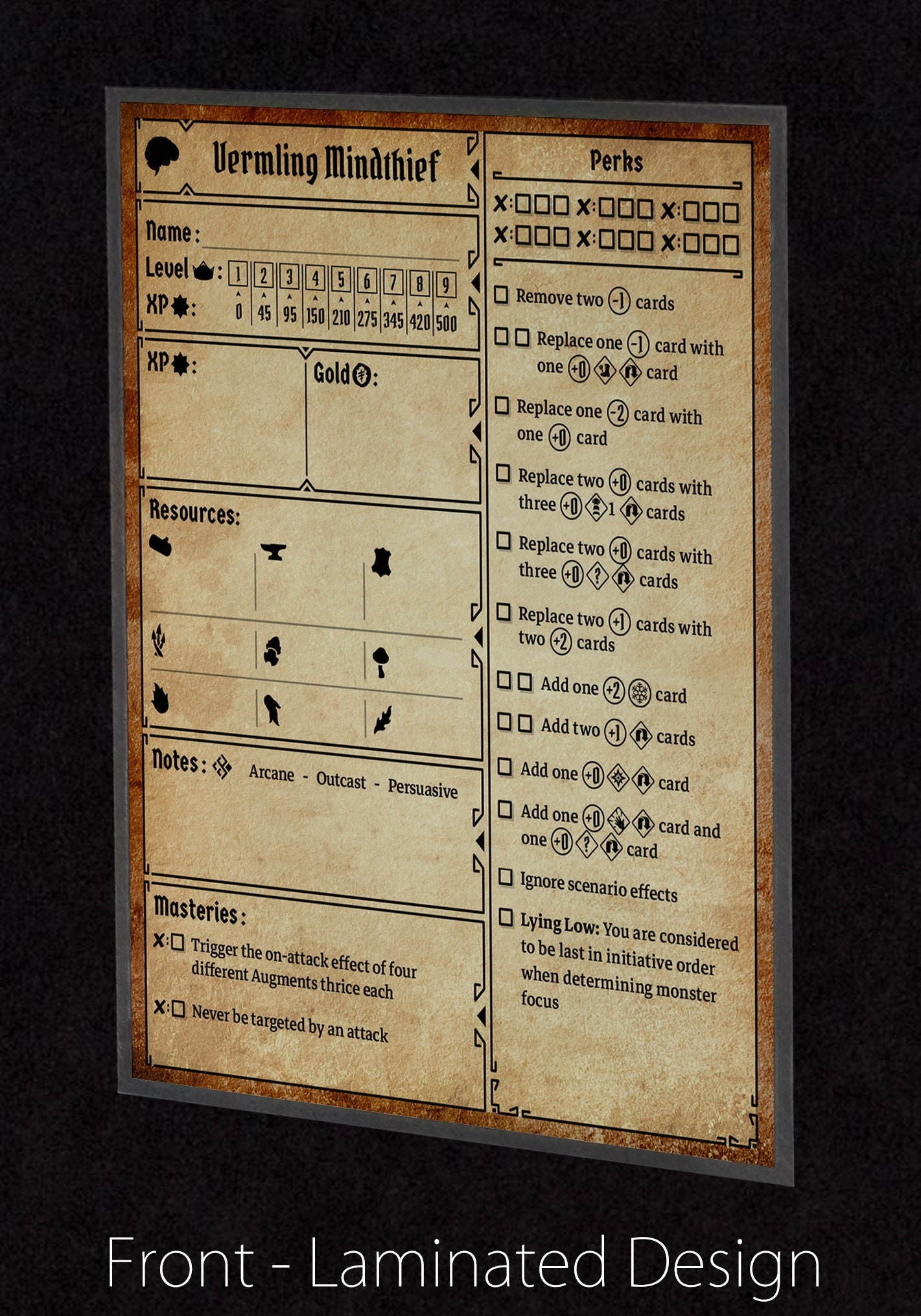 Laminated Gloomhaven Character Sheets Reusable Wet Dry Erase Etsy
