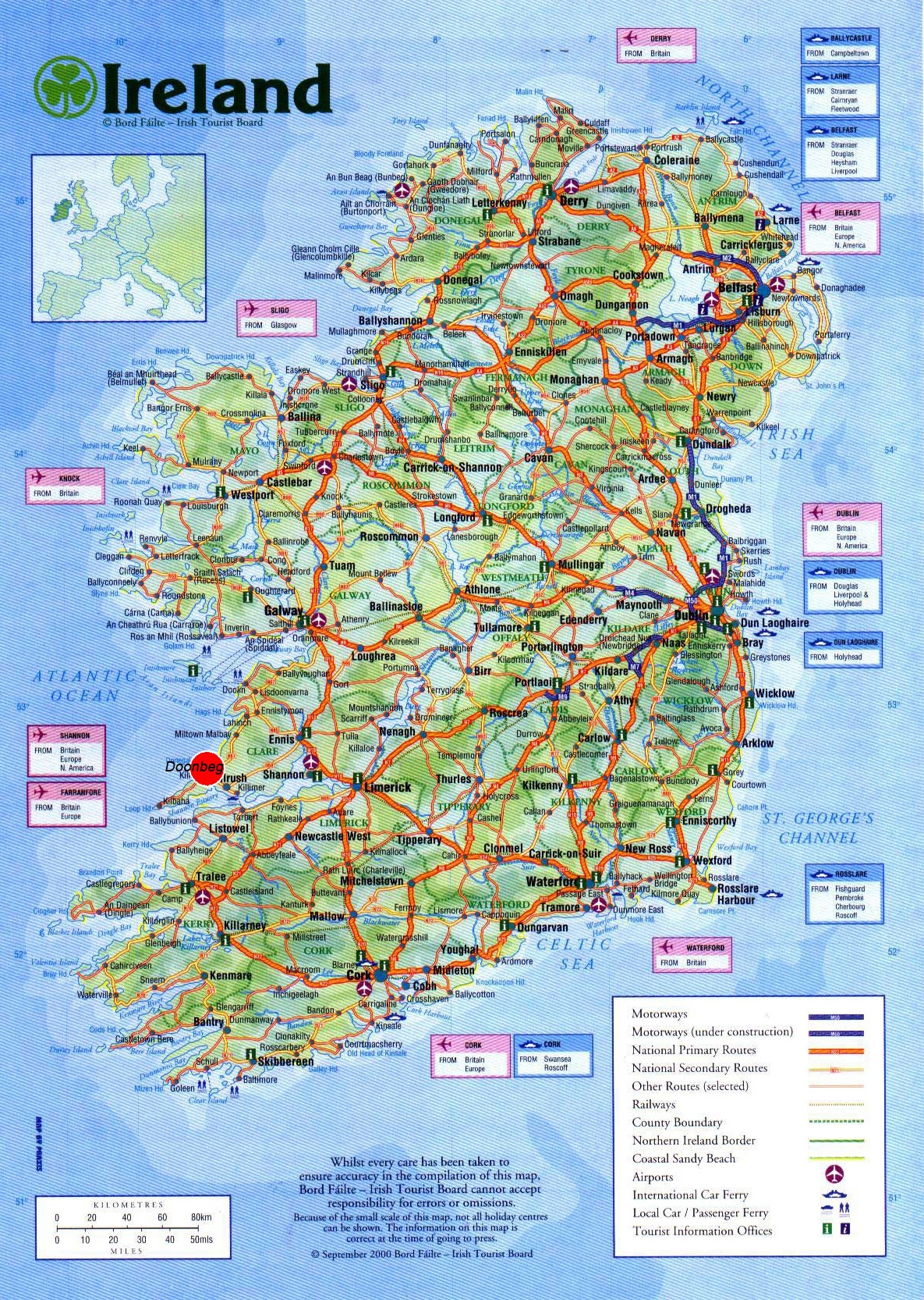 Large Detailed Road Map Of Ireland With Cities Airports And Other Marks Ireland Europe Mapsland Maps Of The World