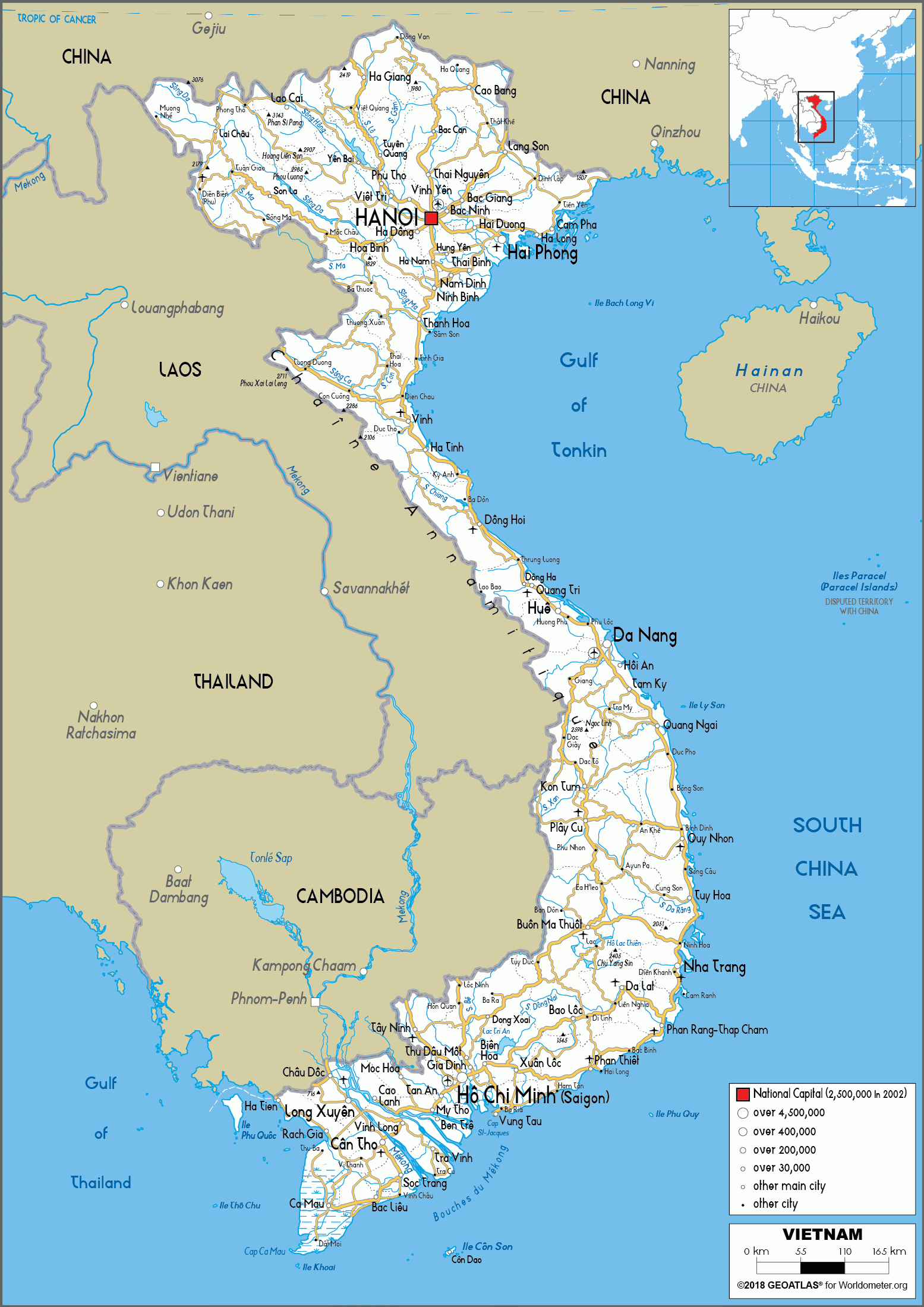 Large Size Road Map Of Vietnam Worldometer Large Size Road Map Of Vietnam Worldometer