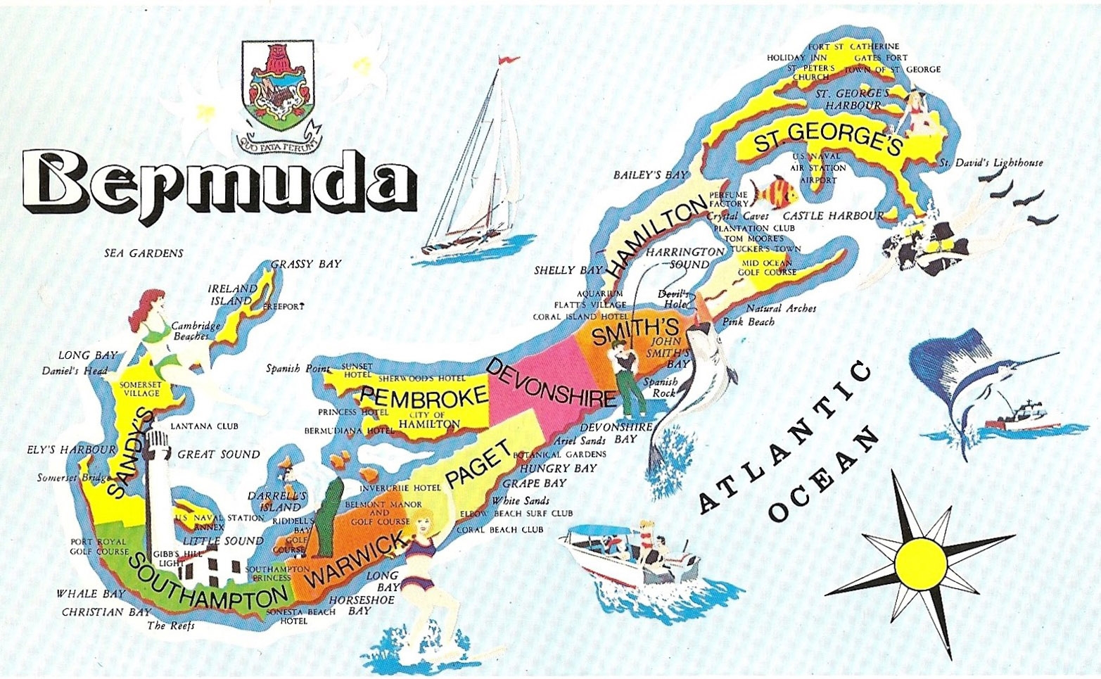 Large Travel Illustrated Map Of Bermuda Bermuda North America Mapsland Maps Of The World