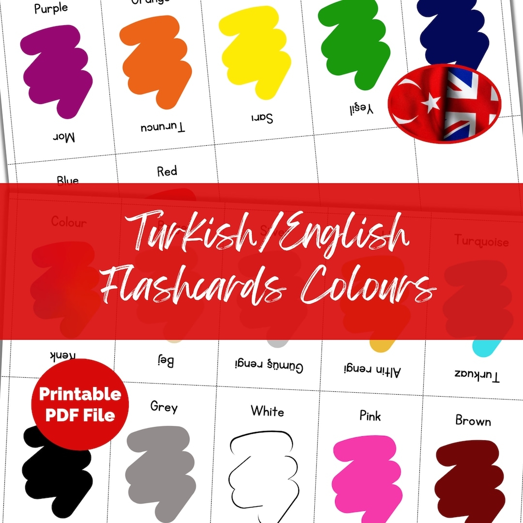 Learn Turkish Colours Printable Flashcards In English And Turkish Language Teaching Resources Etsy