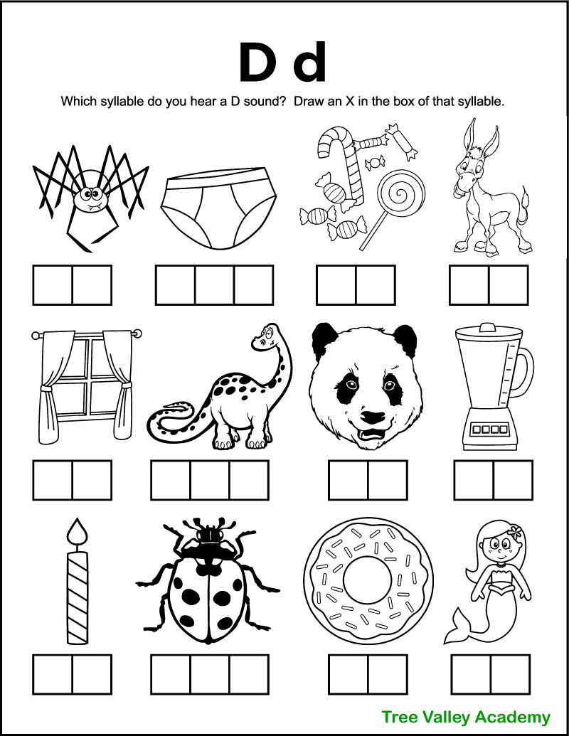 Letter D Sound Worksheets Tree Valley Academy