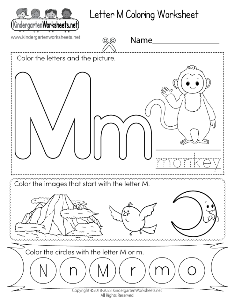 Letter M Coloring Worksheet Free Printable Digital PDF