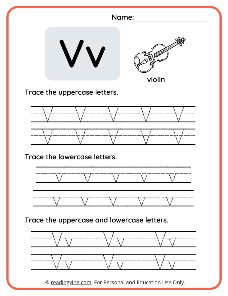 Free Printable Letter V Worksheets