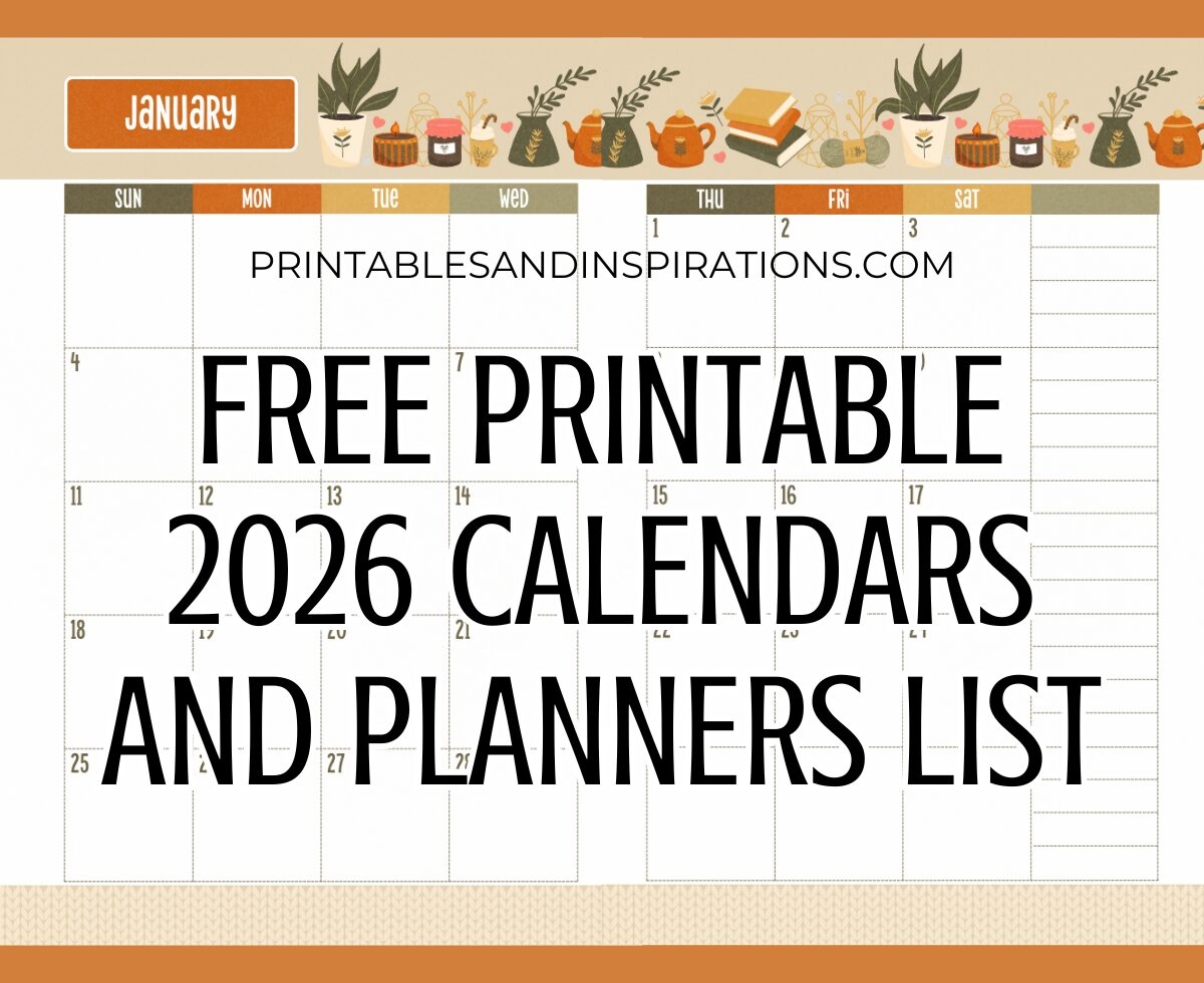 List Of Free Printable 2026 Calendars And 2026 Planners PDF Printables And Inspirations List Of Free Printable 2026 Calendars And 2026 Planners PDF Printables And Inspirations