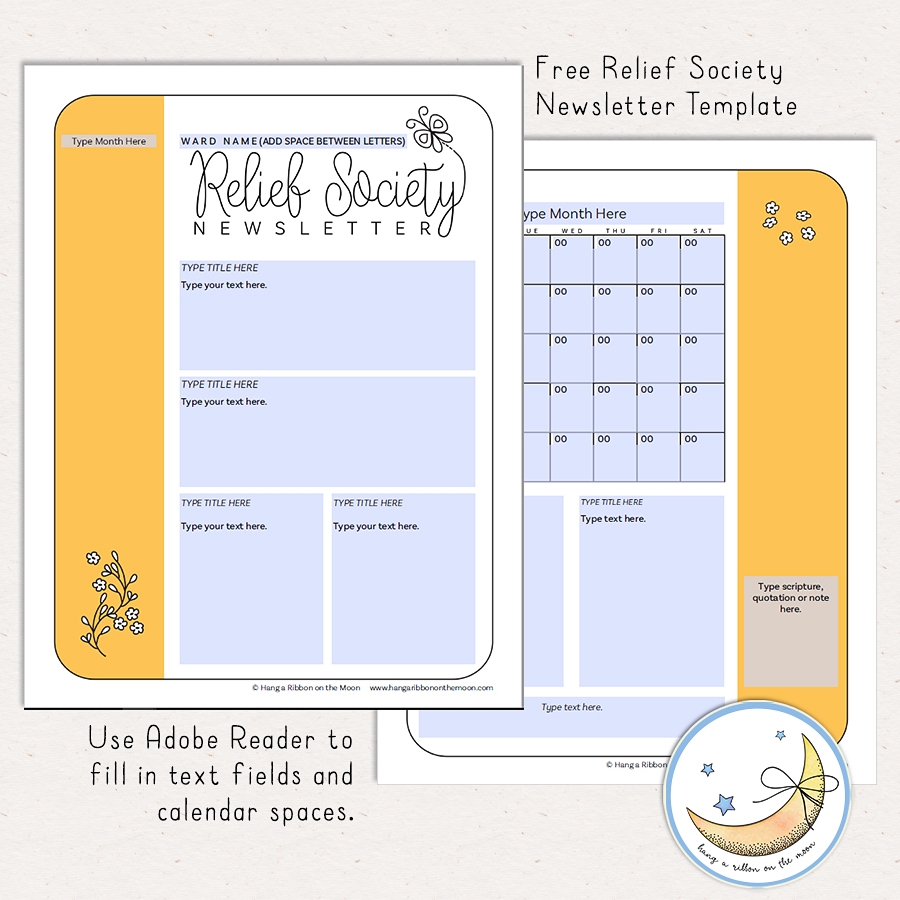 Lively Blooms A Year s Worth Of Relief Society Newsletter Templates FREE Editable PDF Sample Hang A Ribbon On The Moon