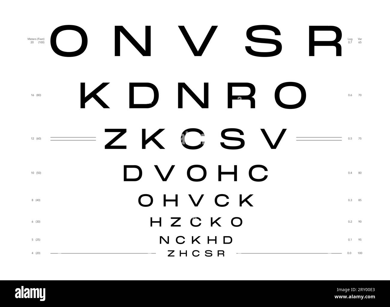 LogMAR Chart Eye Test Chart Medical Illustration Line Vector Sketch Style Outline Isolated On White Background Vision Board Optometrist Ophthalmic For Visual Examination Checking Optical Glasses Stock Vector Image Art 