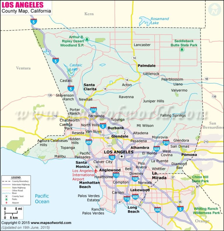 Los Angeles County Map California Geographic Regions