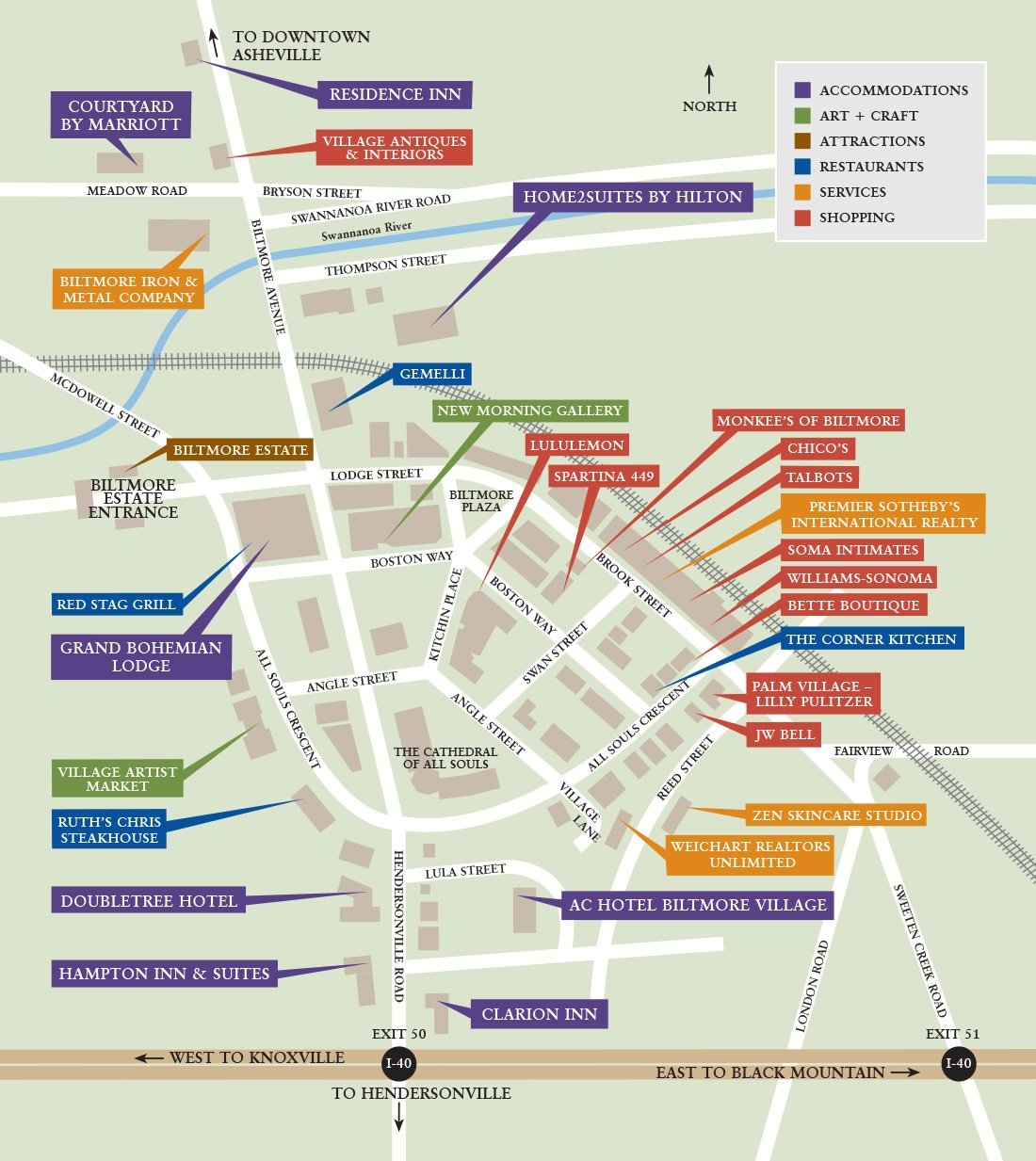 Map Historic Biltmore Village Asheville NC