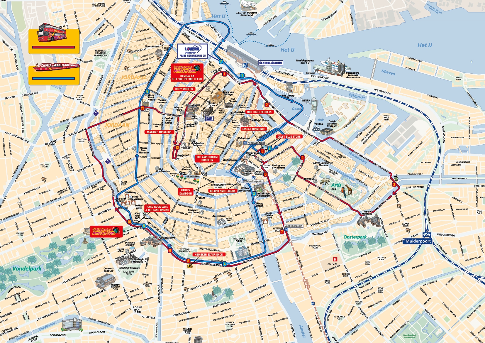 Map Of Amsterdam Tourist Attractions Sightseeing U0026 Tourist Tour