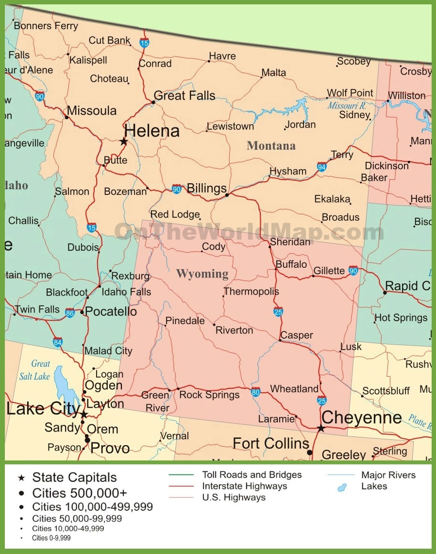 Map Of Montana And Wyoming Ontheworldmap