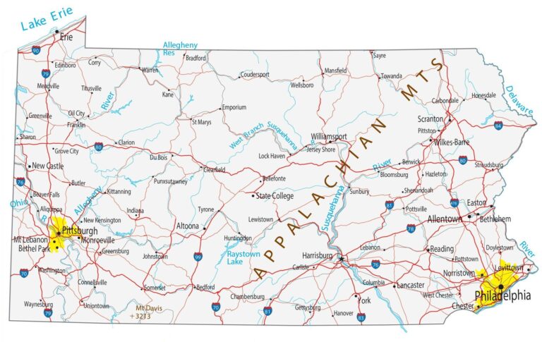 Map Of Pennsylvania Cities And Roads GIS Geography