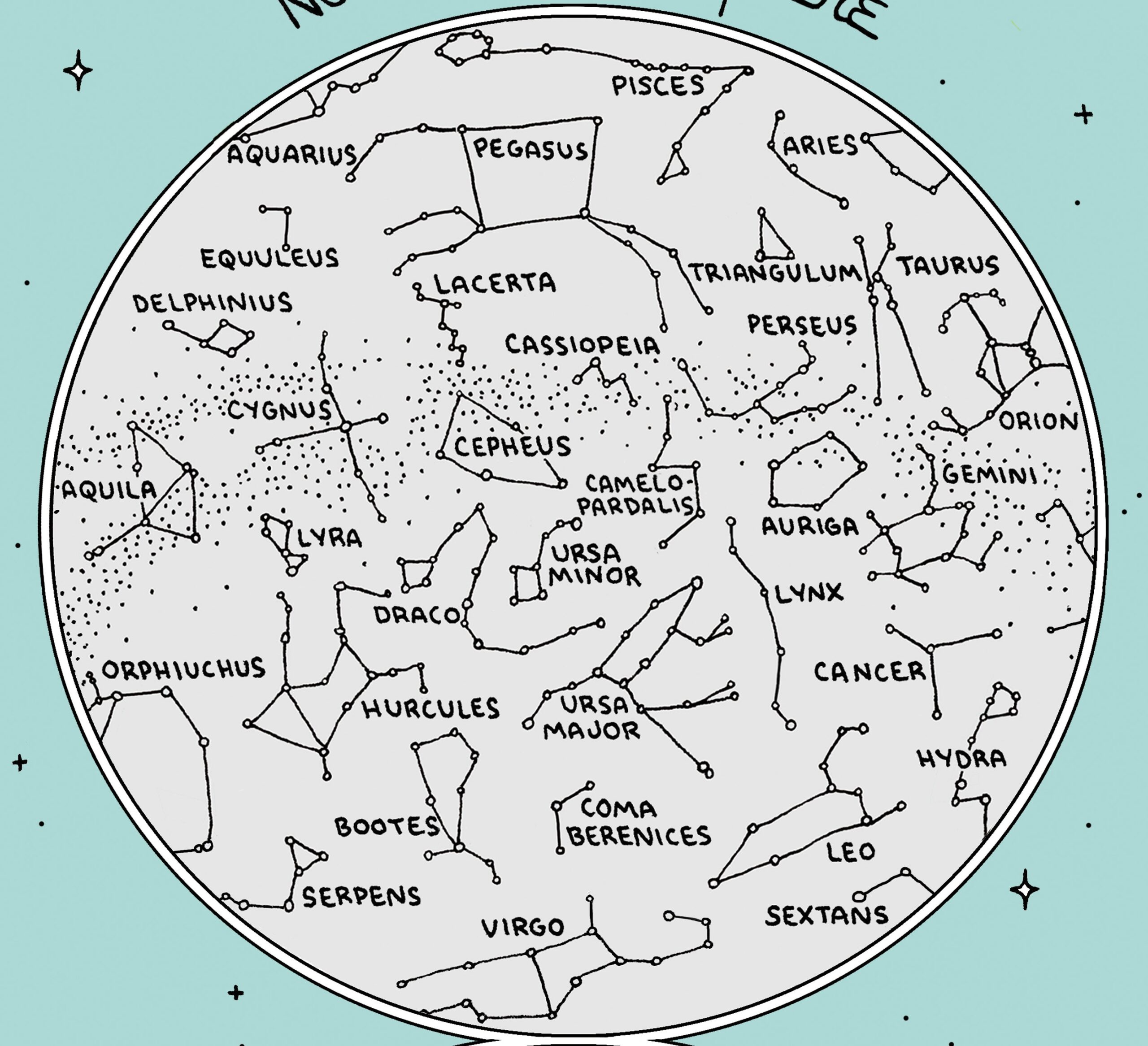 Map Of The Constellations Star Chart Hand drawn Digital Printable Download Etsy