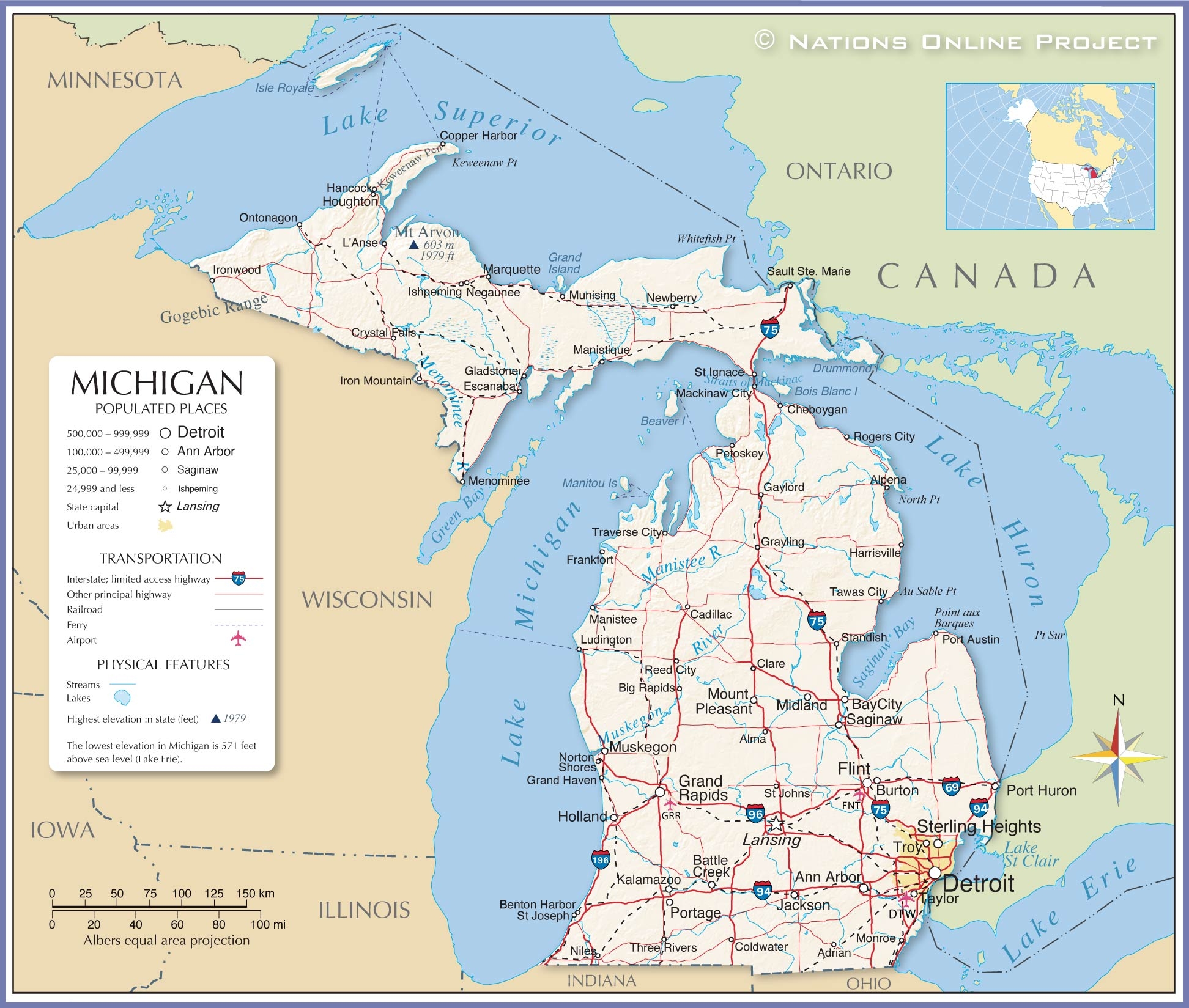 Map Of The State Of Michigan USA Nations Online Project Map Of The State Of Michigan USA Nations Online Project