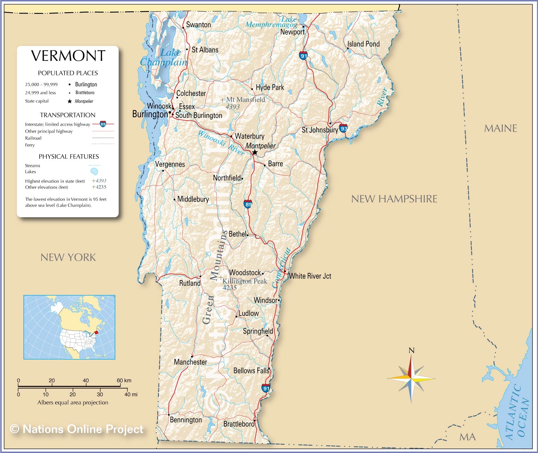 Map Of The State Of Vermont USA Nations Online Project Map Of The State Of Vermont USA Nations Online Project