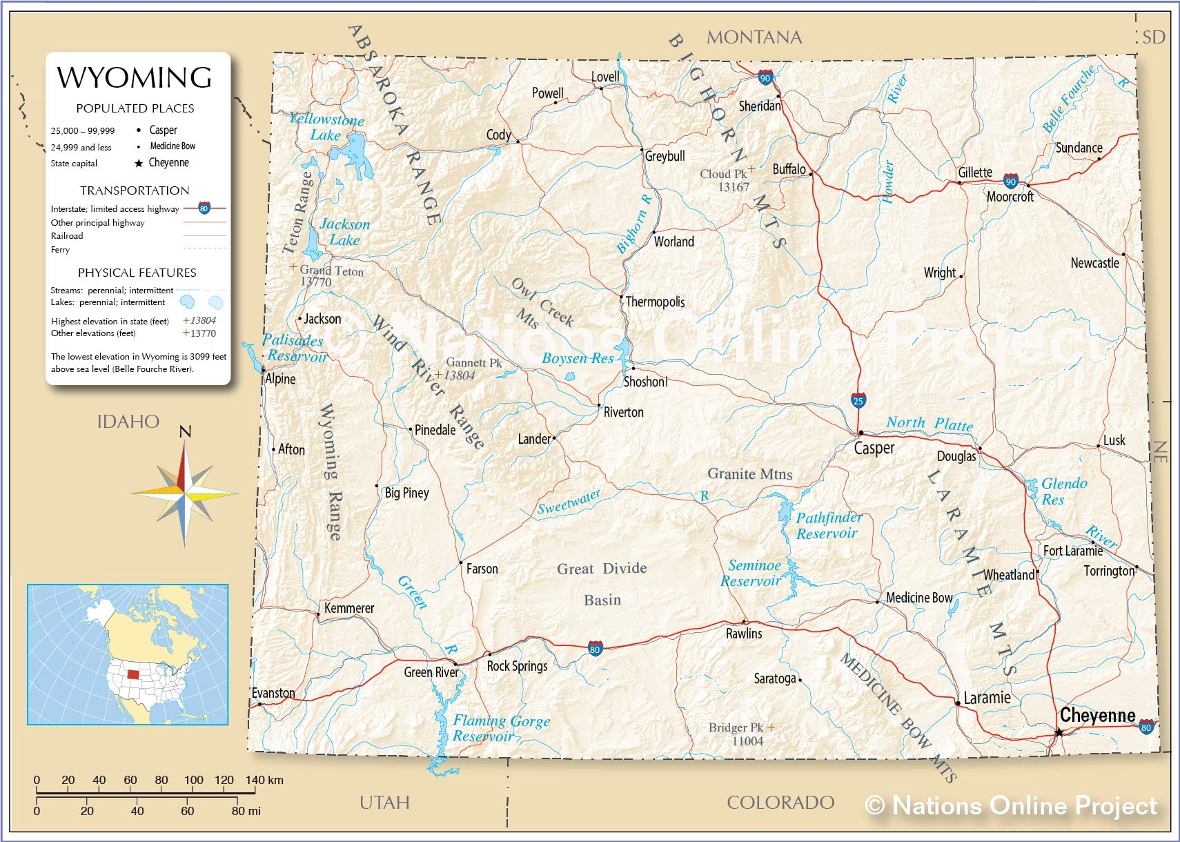 Printable Map Of Wyoming State