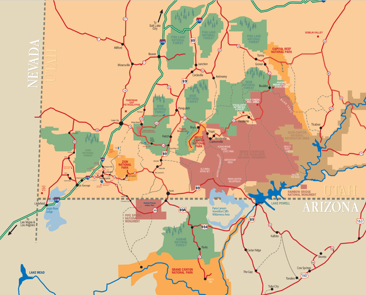 Map Of Utah Map Of Southern Utah Utah Guide