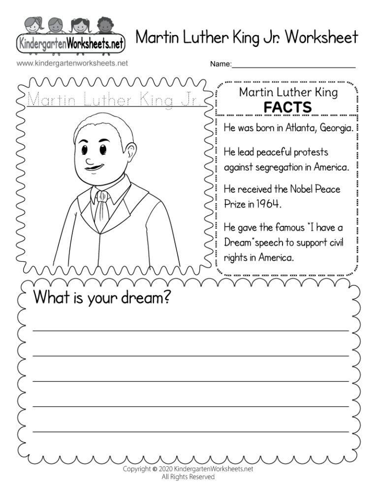 Martin Luther King Jr Worksheet Free Printable Digital PDF