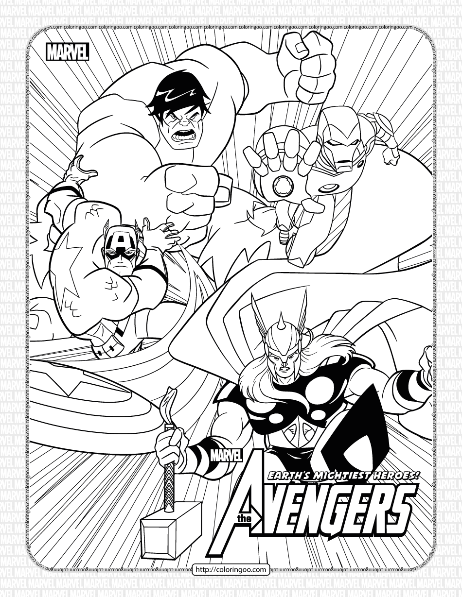 Marvel The Avengers Characters Coloring Page Marvel The Avengers Characters Coloring Page