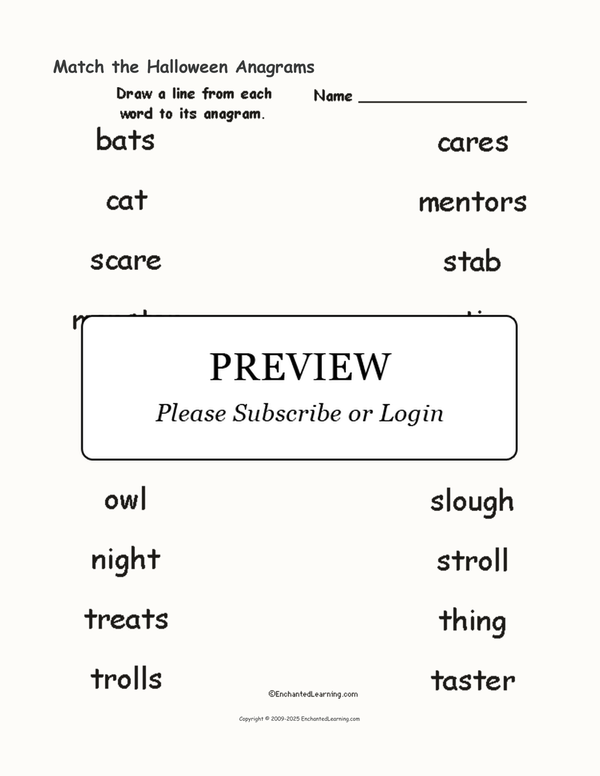 Match The Halloween Anagrams Worksheet Enchanted Learning