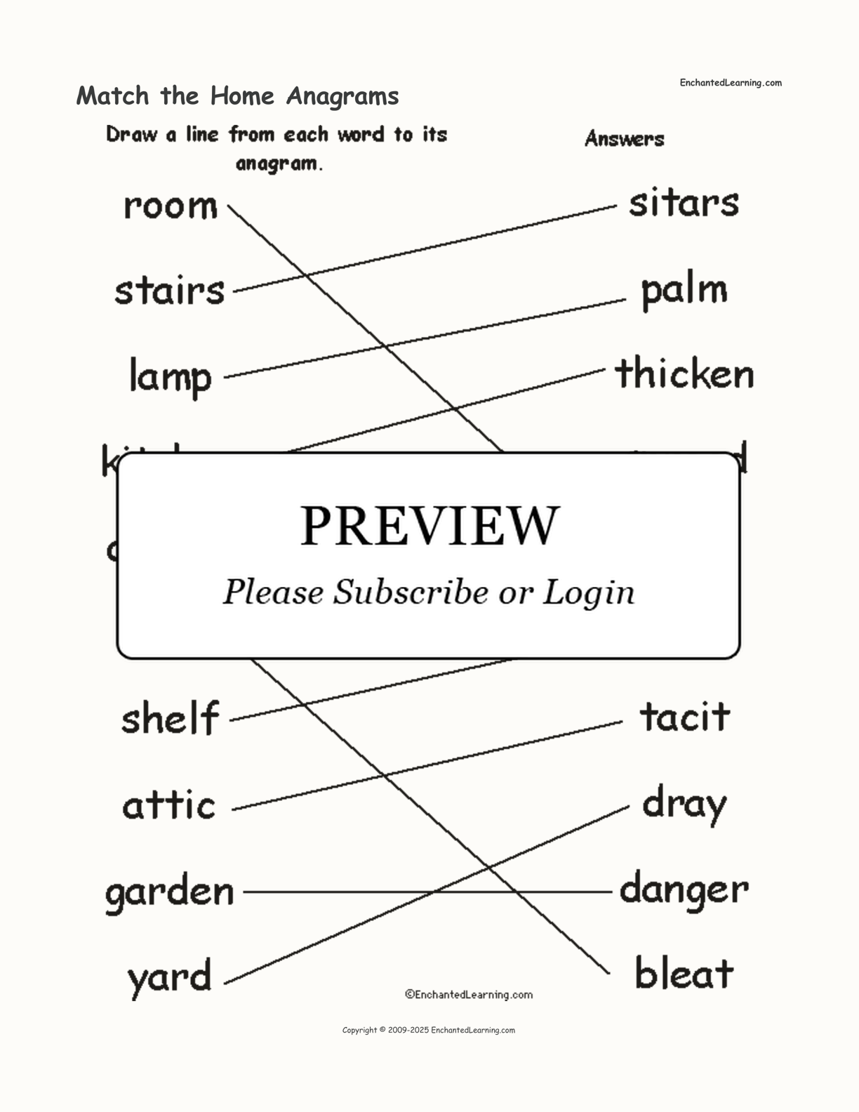 Anagram Printable Worksheets