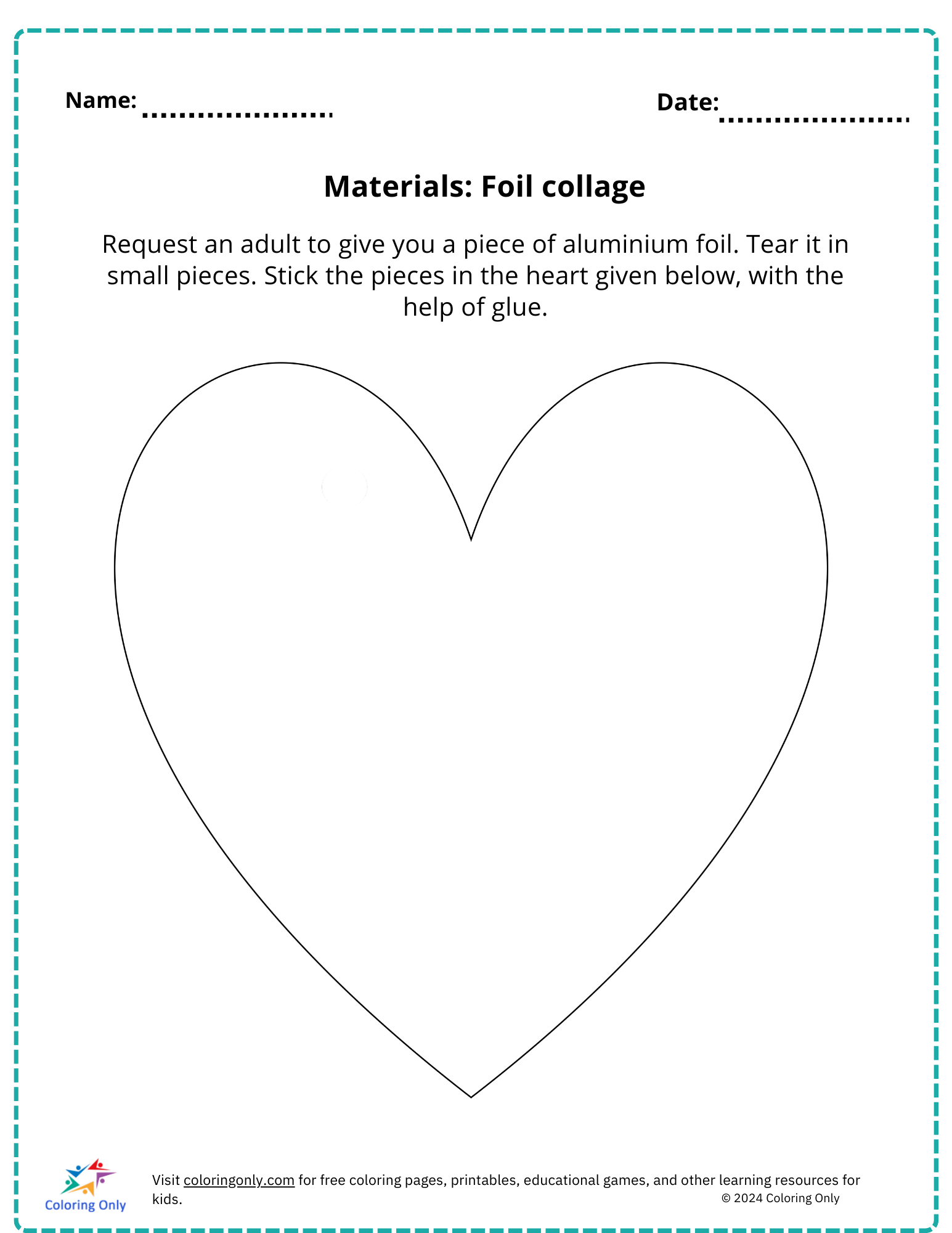 Materials Foil Collage Free Printable Worksheet