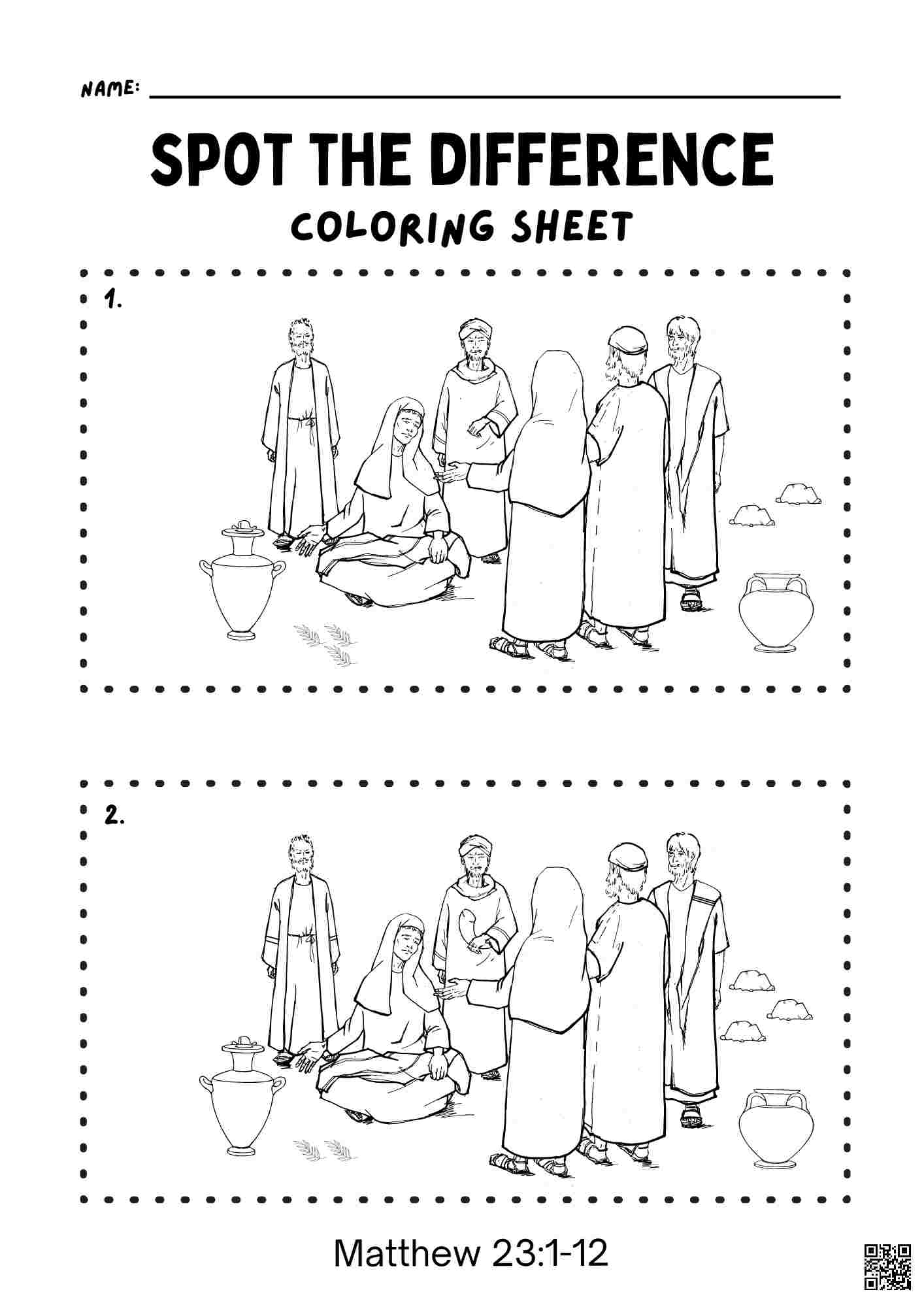 Matthew 23 1 12 Spot The Difference Free Bible Worksheets