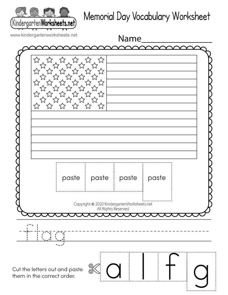 Memorial Day Vocabulary Worksheet Free Printable Digital PDF