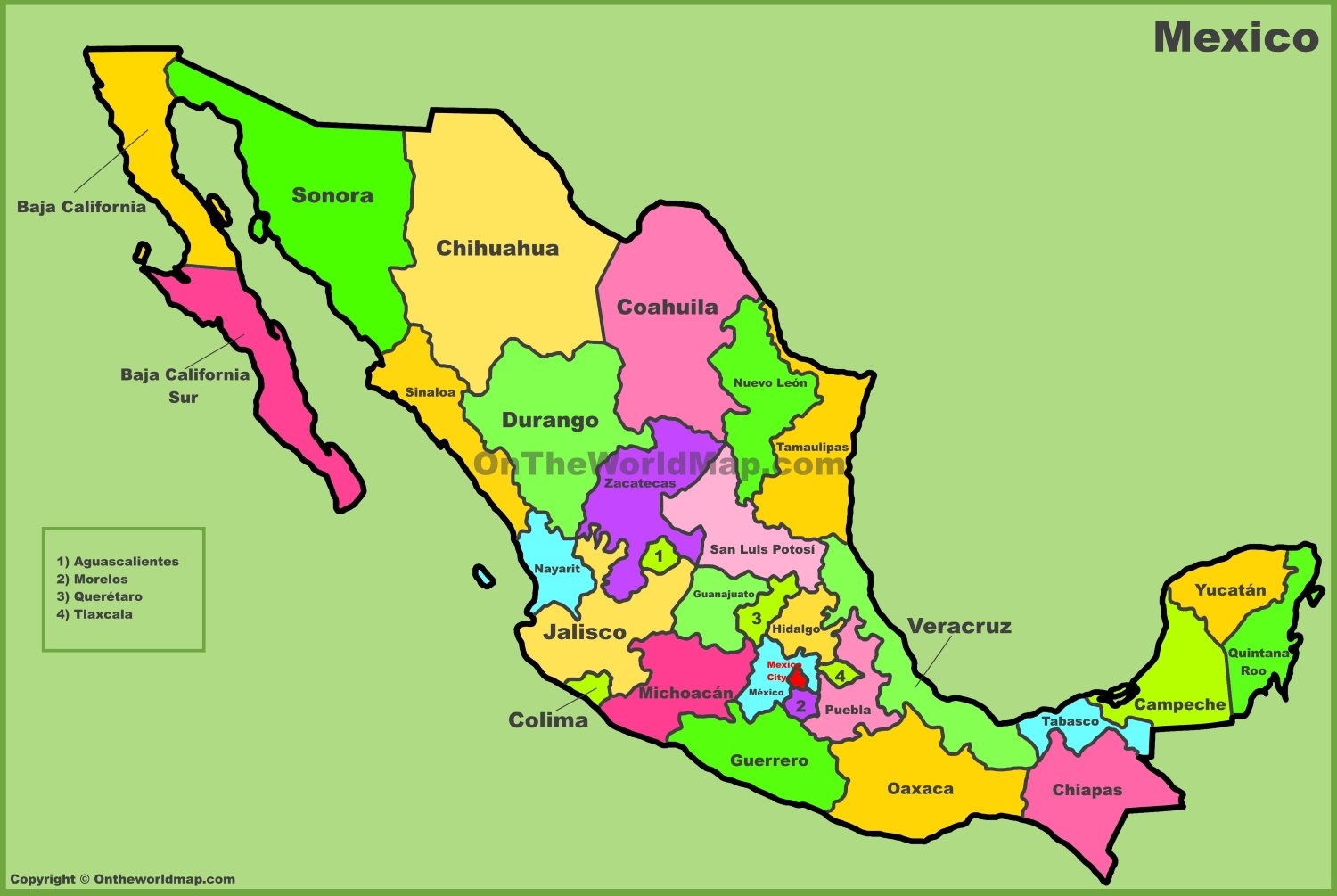 Mexico States Map Mexico States Map