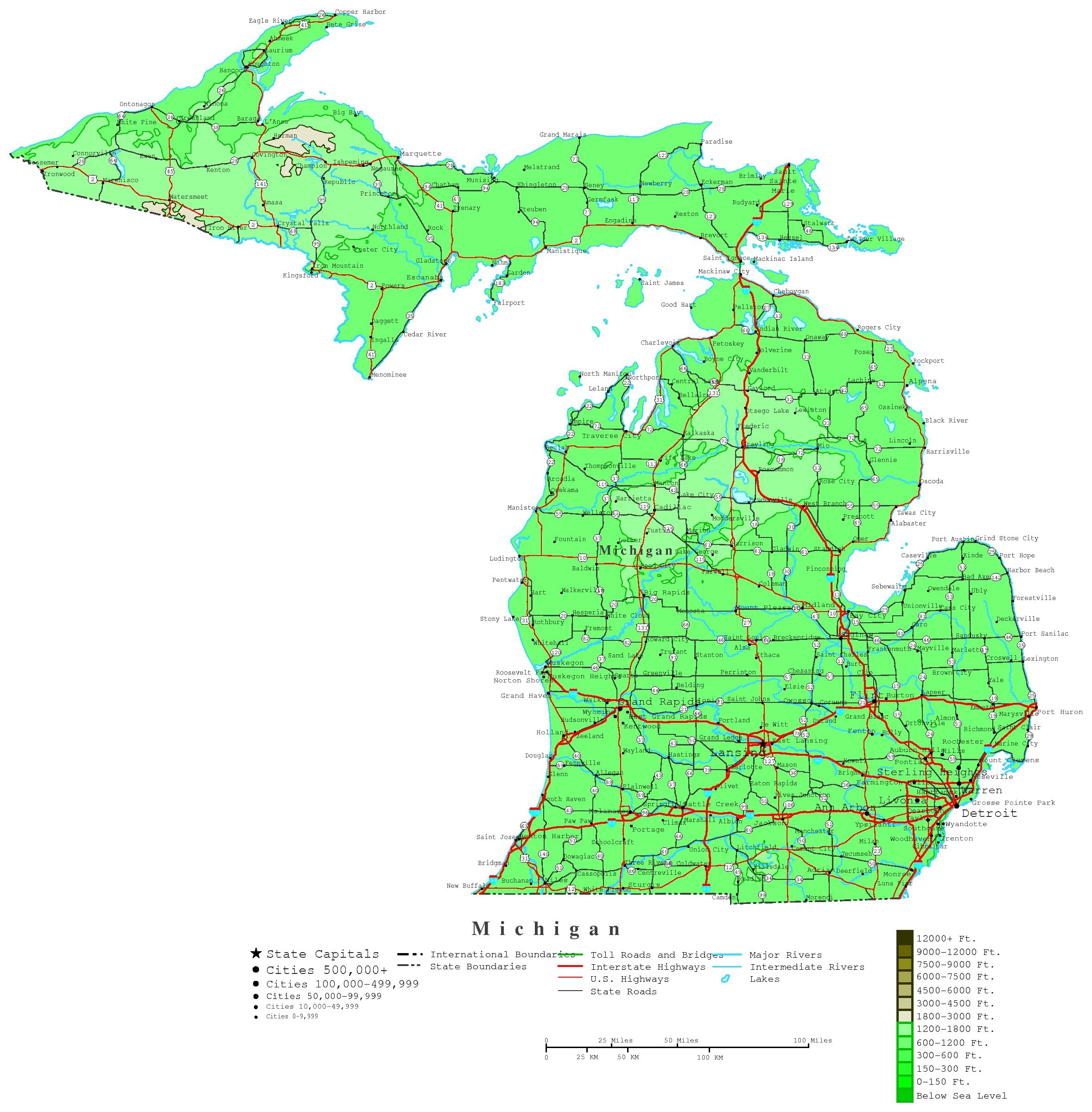 Printable Map Of Michigan Cities