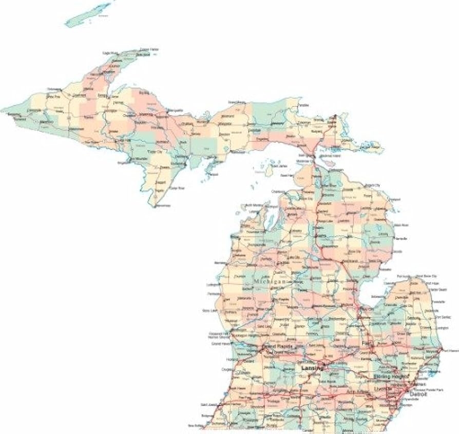 Michigan Road MAP Glossy Poster Picture Photo State City County Detroit Mi Worksheets Library Michigan Road MAP Glossy Poster Picture Photo State City County Detroit Mi Worksheets Library