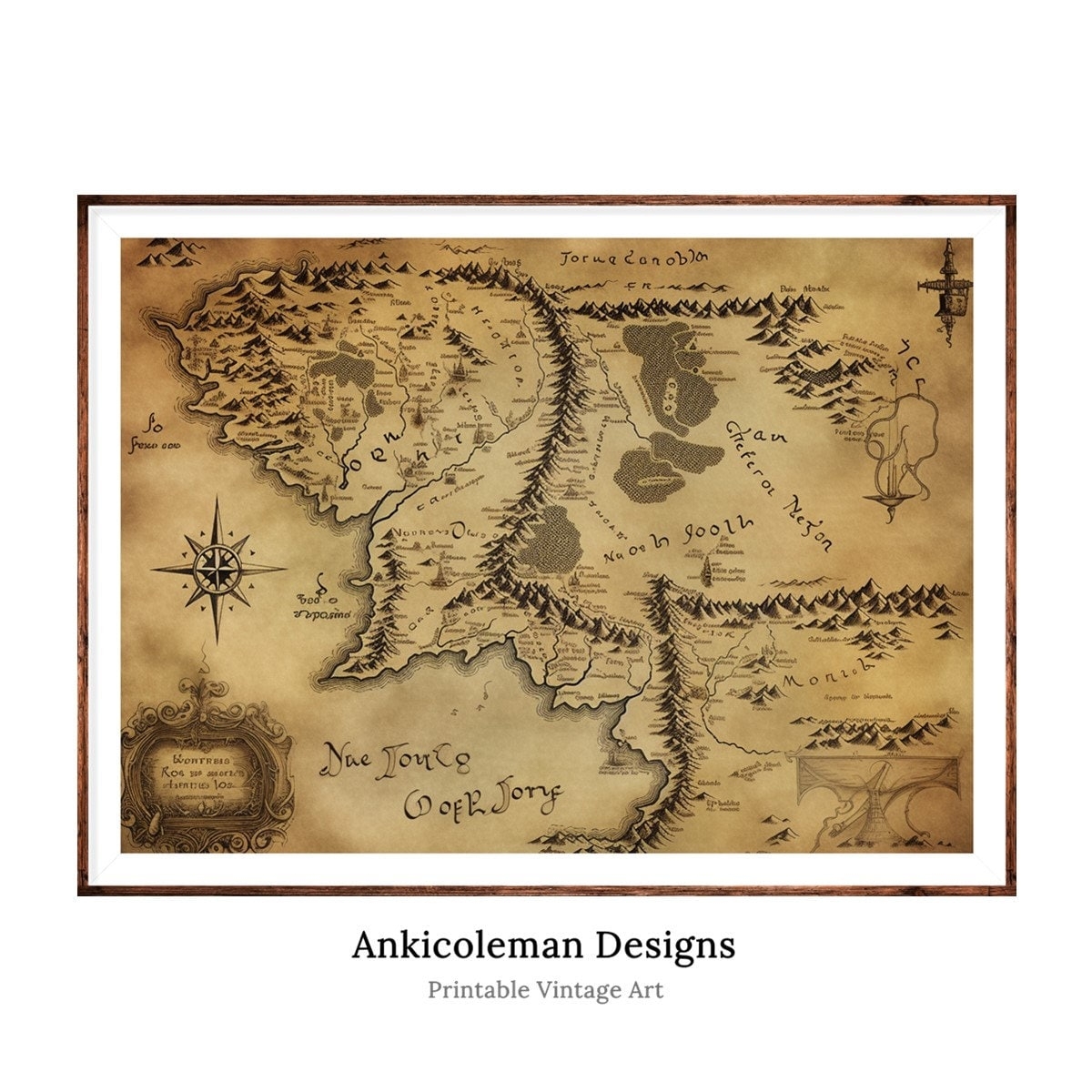 Middle Earth Map Printable Wall Art House Decor Fine Art Print Nature Art Landscape Painting Digital Download Digital Artwork Etsy