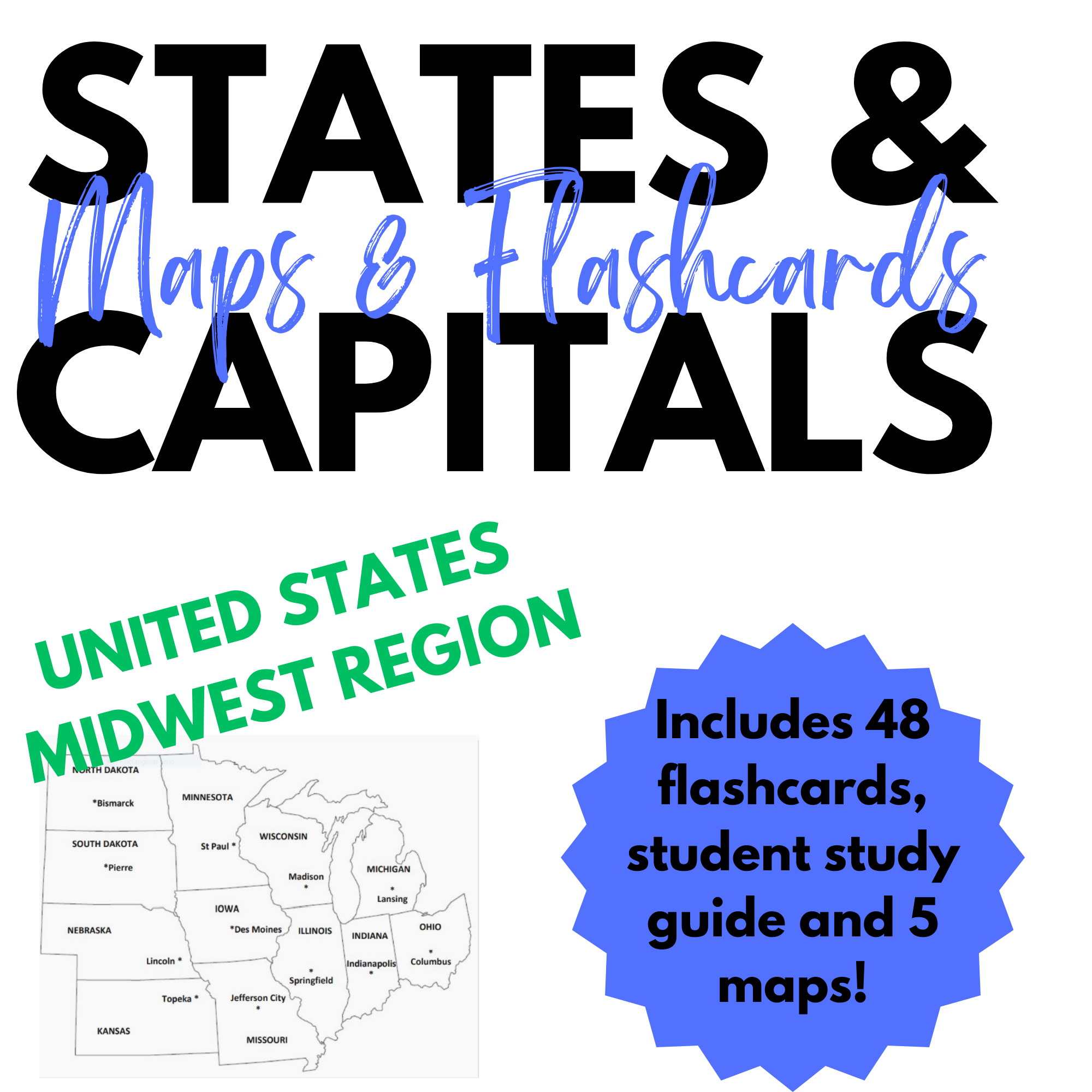 Midwest Region States And Capitals Maps Flashcards And Study Guide Classful
