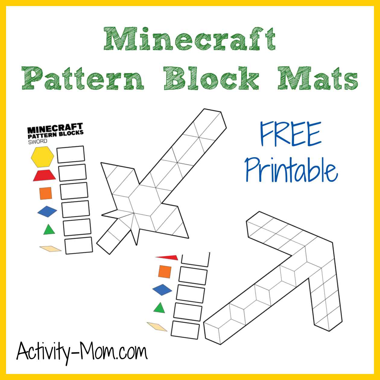 Minecraft Pattern Block Mats free The Activity Mom
