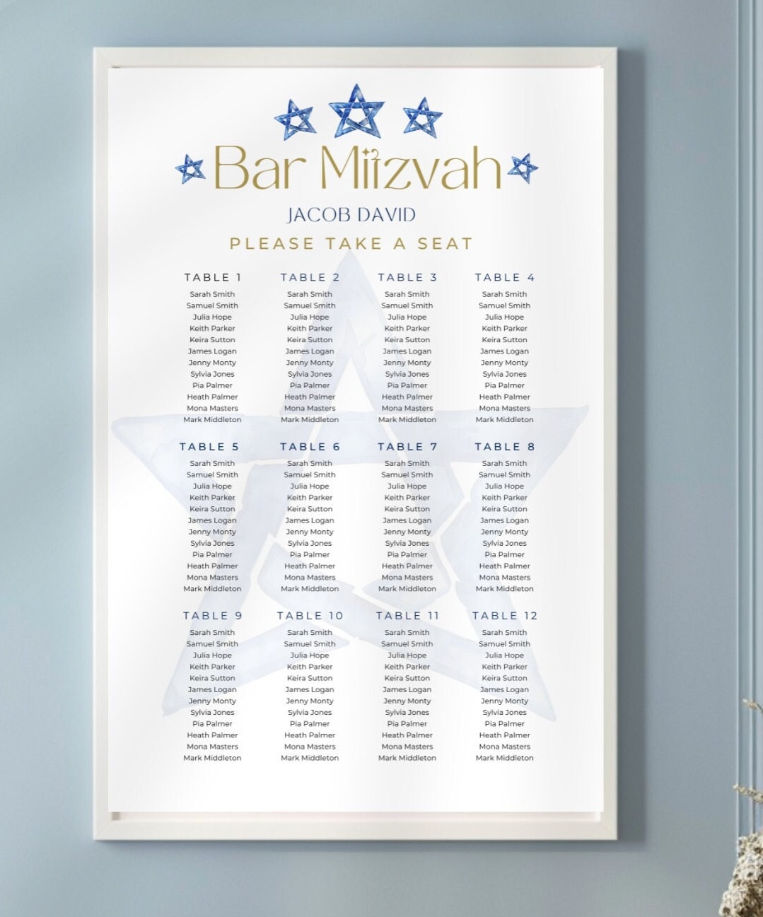 Mitzvah Seating Chart Bar Mitzvah Bat Mitzvah Table Arrangement Find Your Seat Jewish Event Celebration Digtial Download Printable Etsy