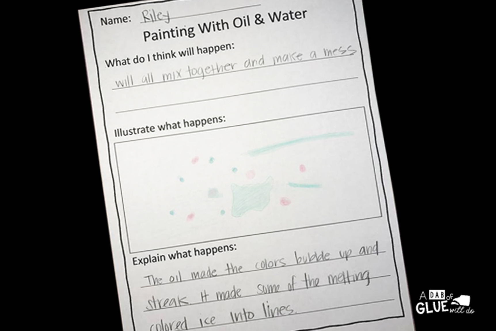 Mixing Oil And Water Experiment Freebie