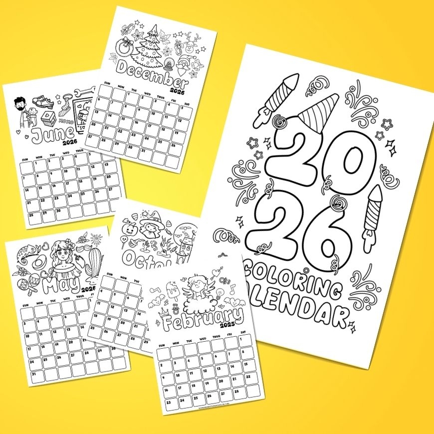 Monthly Colouring Calendar 2026 Free Printable Mum In The Madhouse