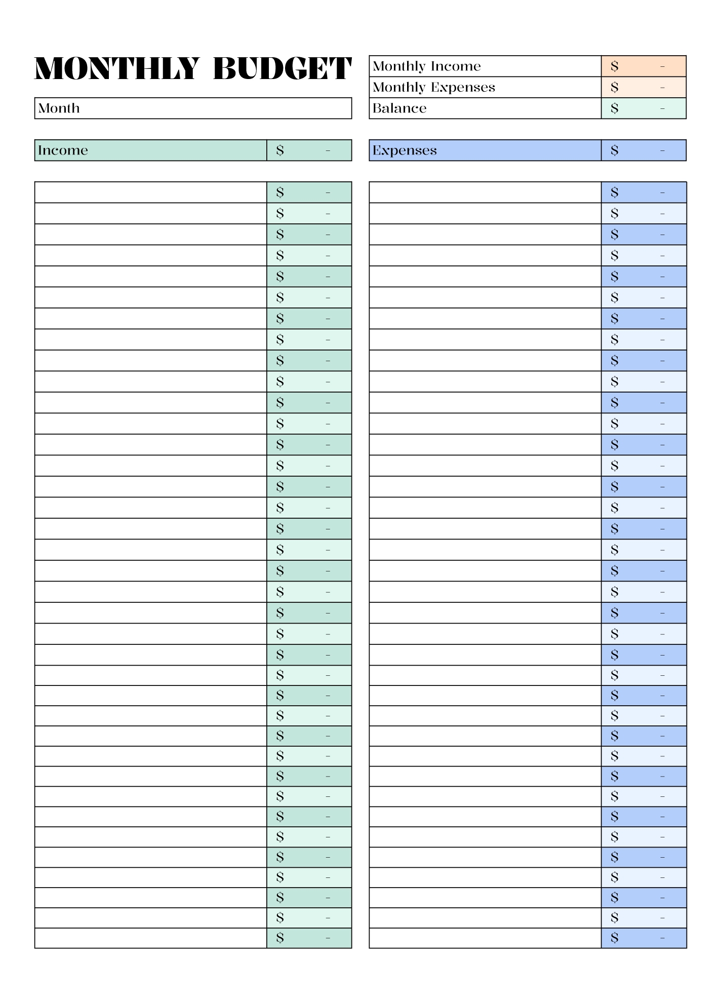 Monthly Income And Expense Sheet Free Google Sheets Excel Template
