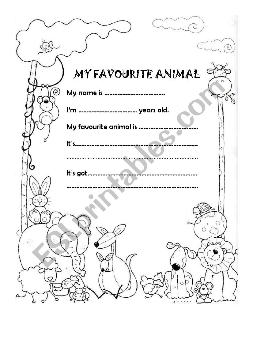 My Favourite Animal ESL Worksheet By Ancri