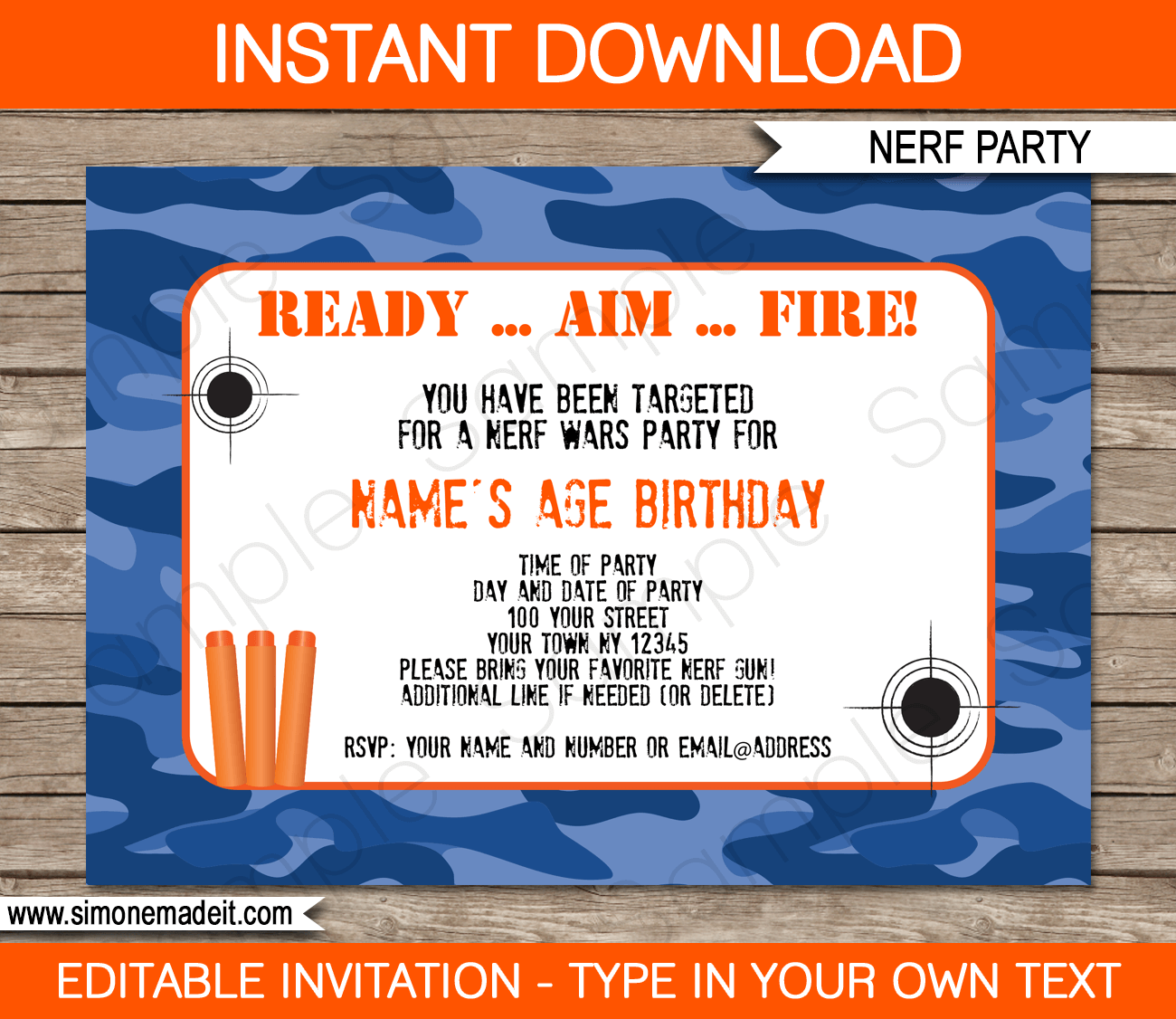Free Printable Nerf Birthday Invitation Template Free Printable Nerf Birthday Invitation Template