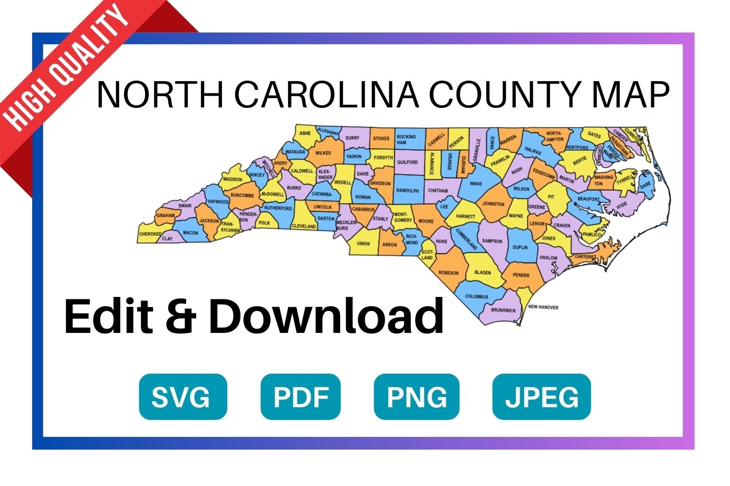North Carolina County Map Editable Printable State County Maps North Carolina County Map Editable Printable State County Maps