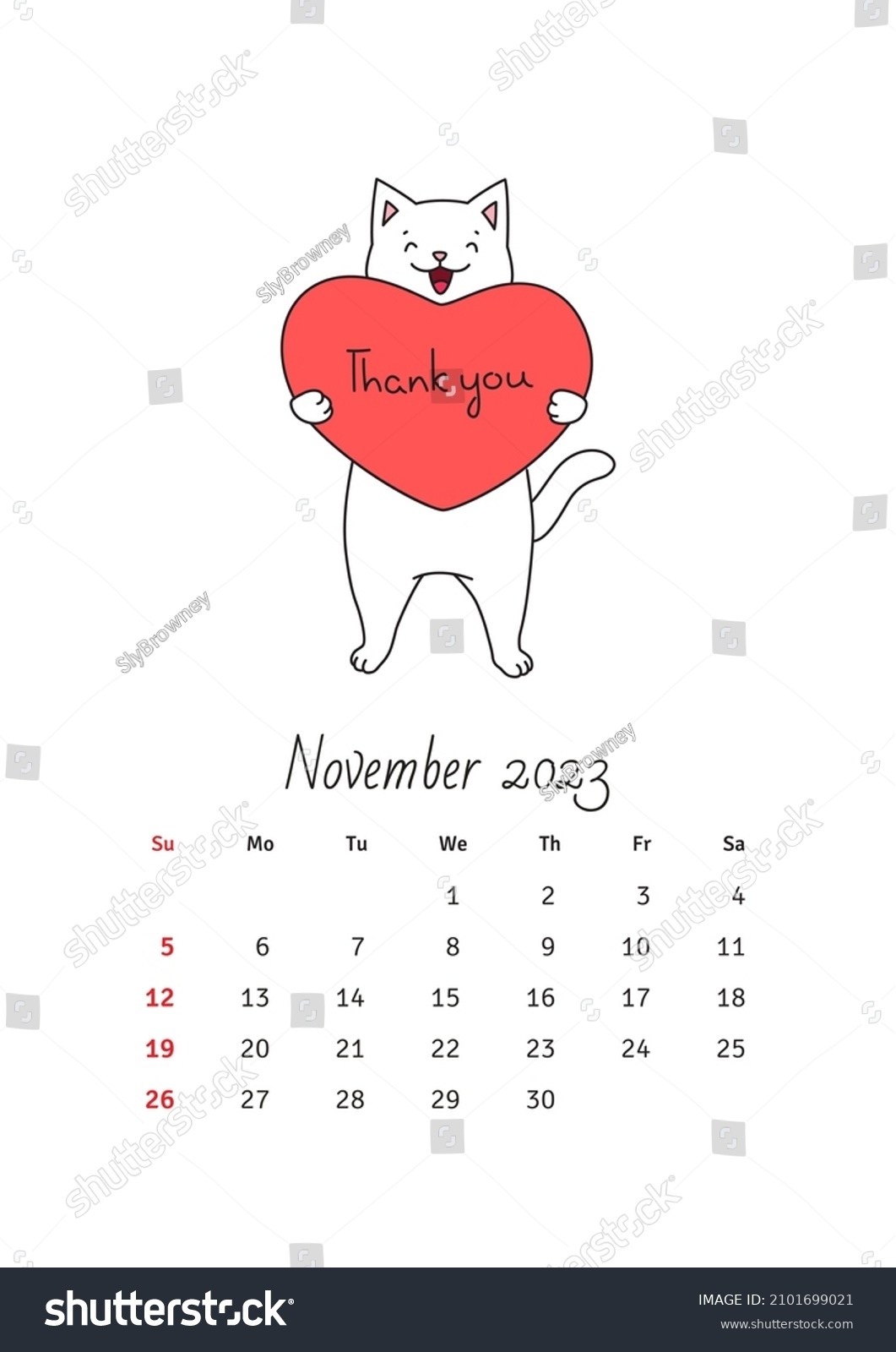 November 2023 Calendar Calendar Template Decorated Stock Vector Royalty Free 2101699021 Shutterstock