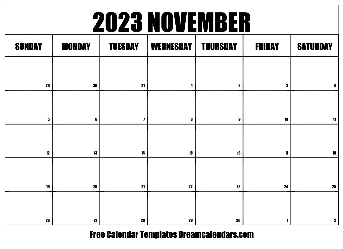 November 23 Calendar Printable