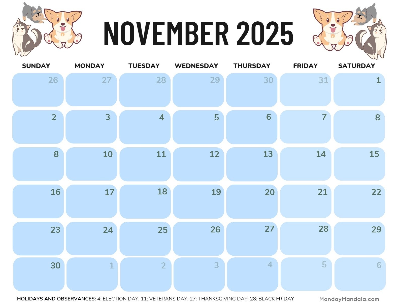 Printable Calendar November 2025 Printable Calendar November 2025
