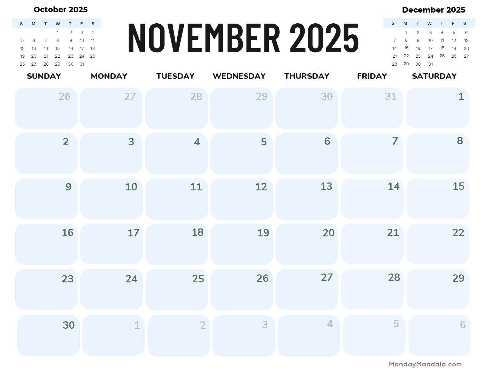 November 2025 Calendar 52 Free PDF Printables 