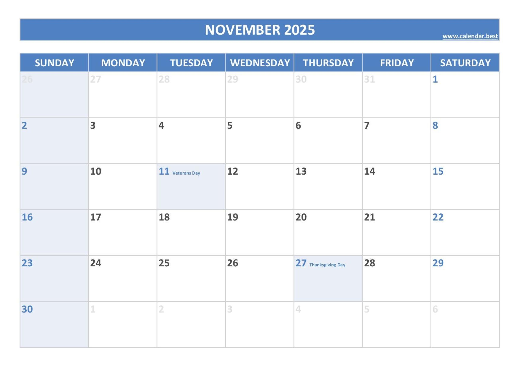 Google Calendar - November 2025